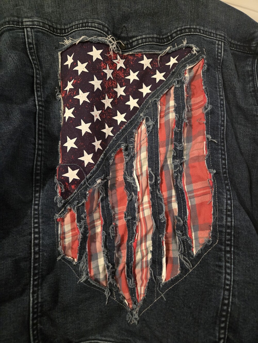 Custom Made Liverpool Denim Jacket with American Flag Patch - Picture 2 of 5
